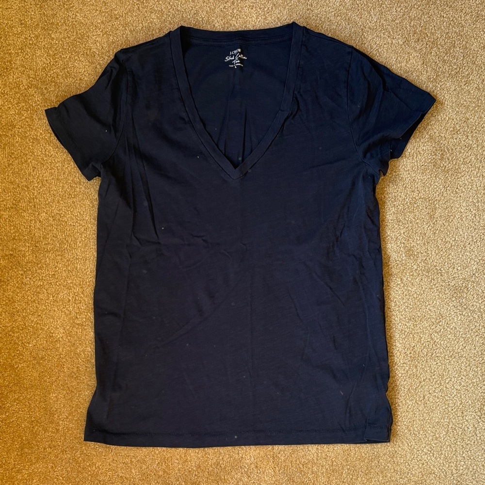J. Crew Navy V-Neck Short Sleeve Tee